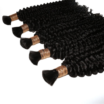 Natural 1B Textured Curly Bulk Braiding Hair