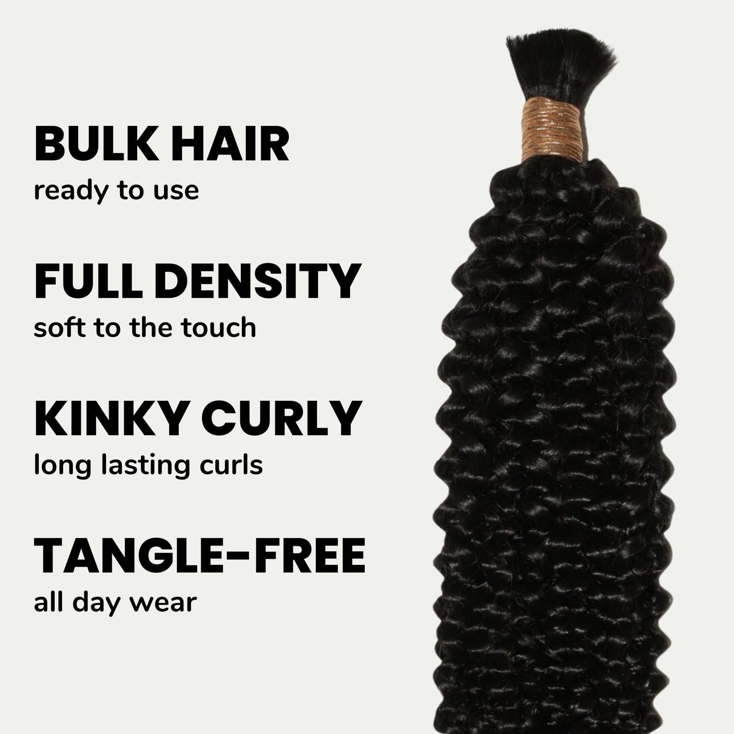 Natural 1B Textured Curly Bulk Braiding Hair