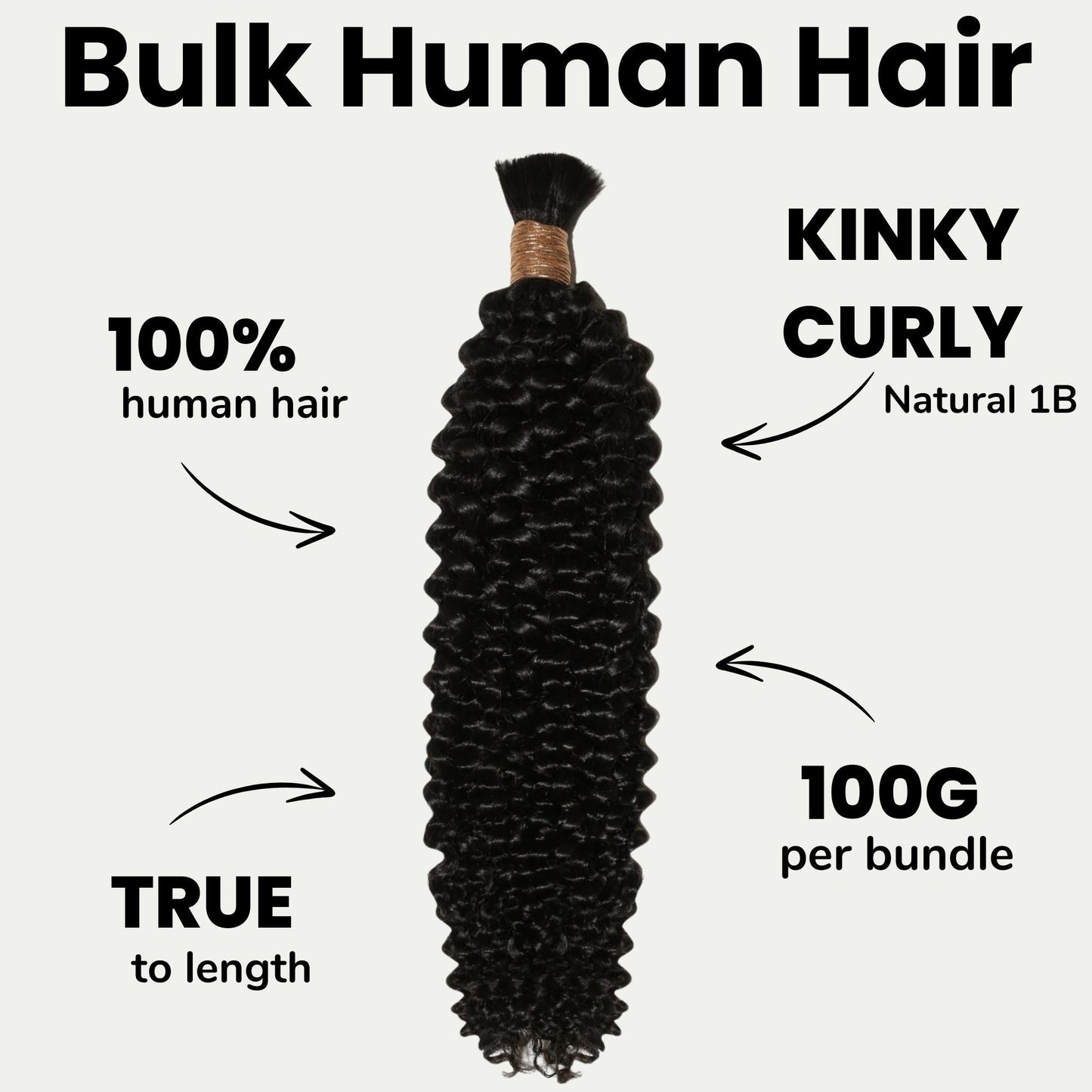 Natural 1B Textured Curly Bulk Braiding Hair
