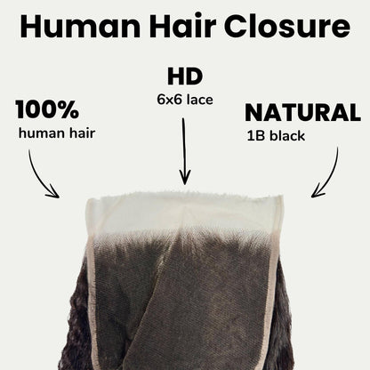 Textured Straight 6x6 HD Lace Hair Closure