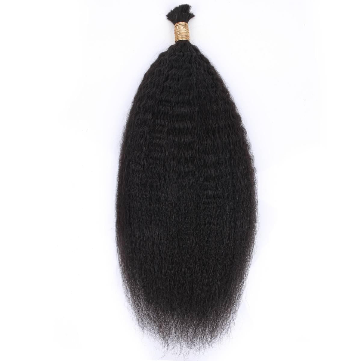 Natural 1B Textured Straight Bulk Braiding Hair