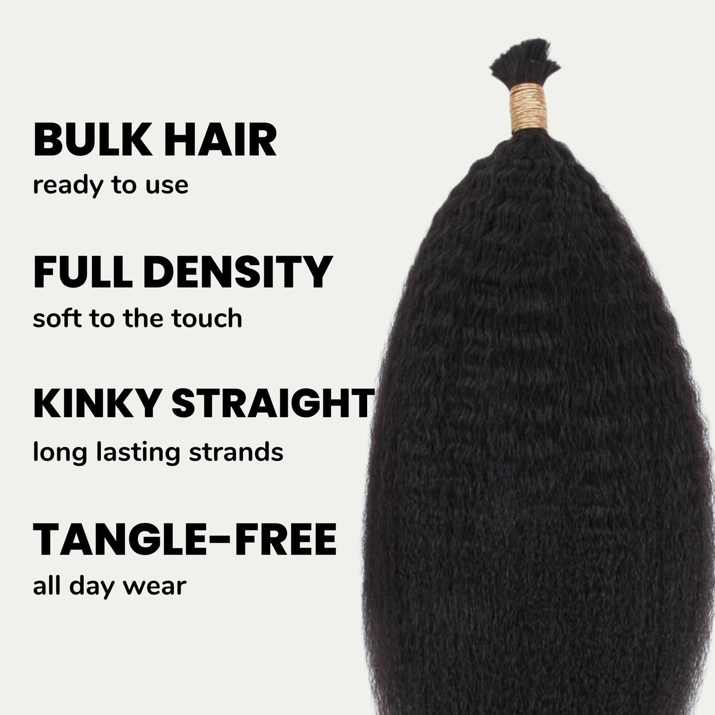 Natural 1B Textured Straight Bulk Braiding Hair