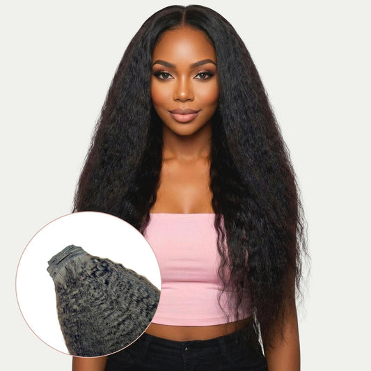 Textured Straight Clip-In 100% Human Hair Extensions
