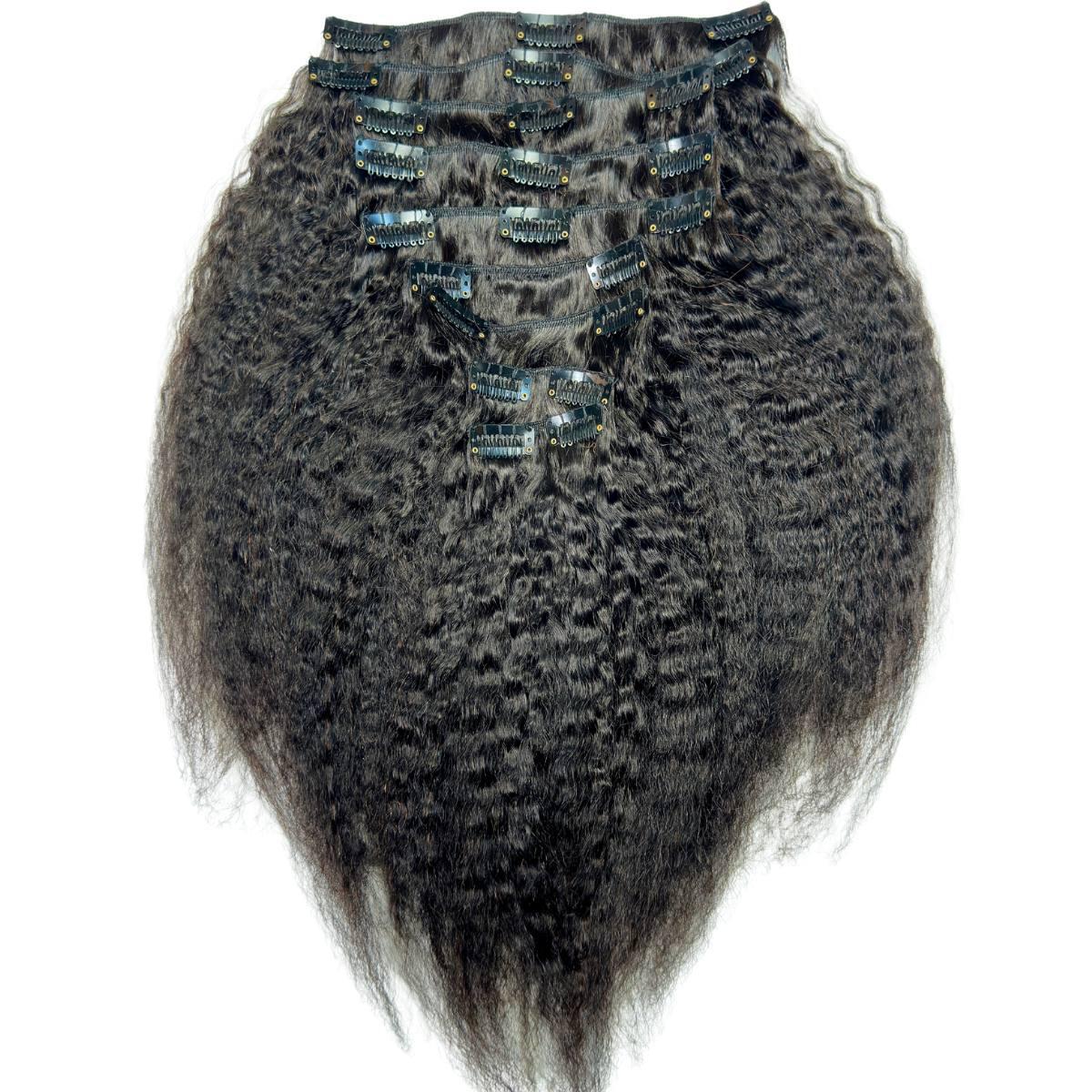 Textured Straight Clip-In 100% Human Hair Extensions