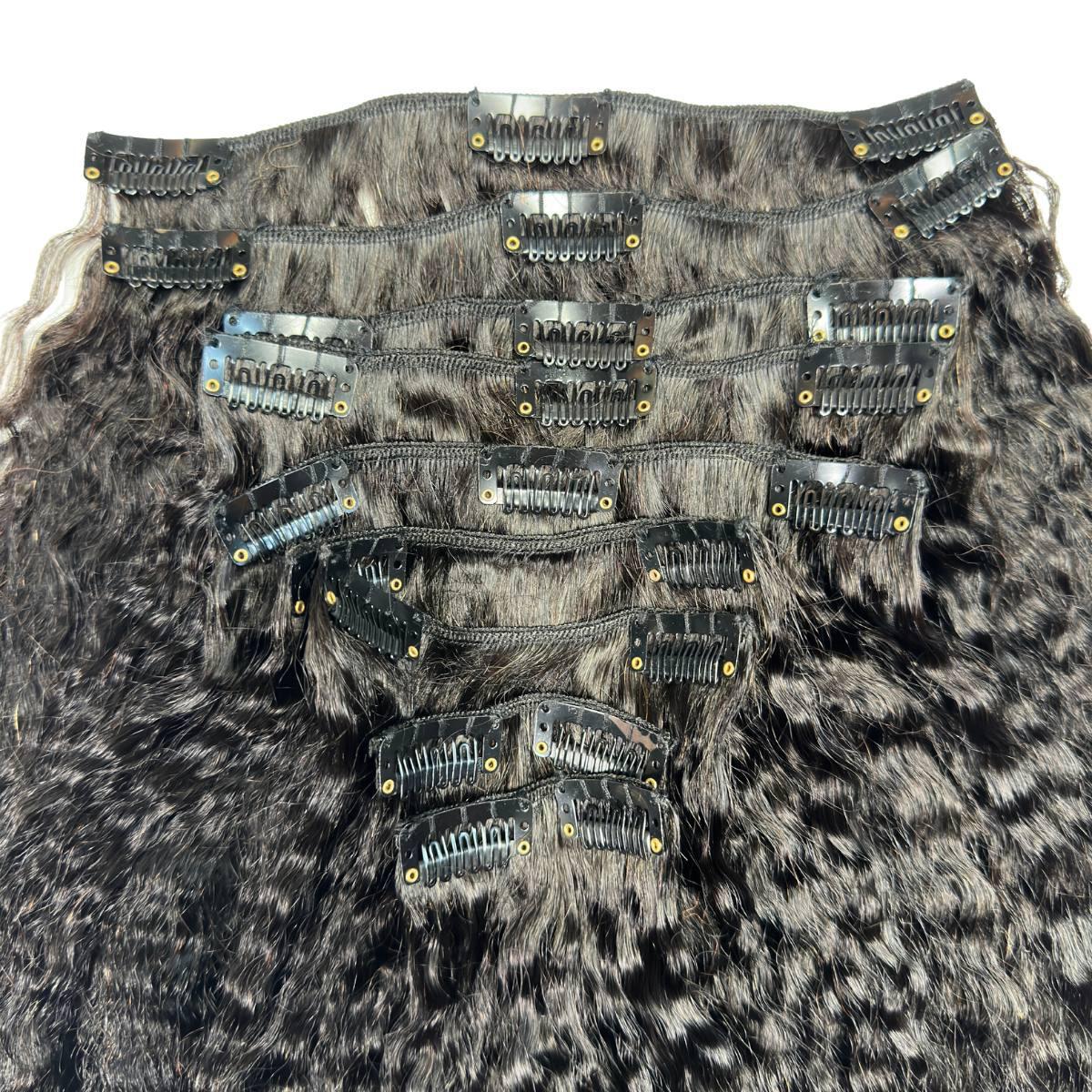 Textured Straight Clip-In 100% Human Hair Extensions