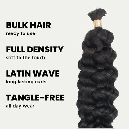 Natural 1B Latin Wave Bulk Braiding Hair