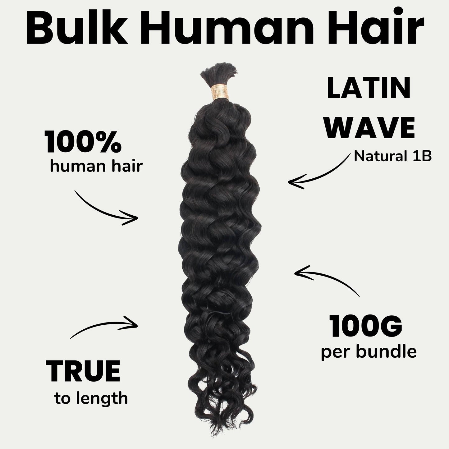 Natural 1B Latin Wave Bulk Braiding Hair