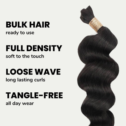 Natural 1B Loose Wave Bulk Braiding Hair