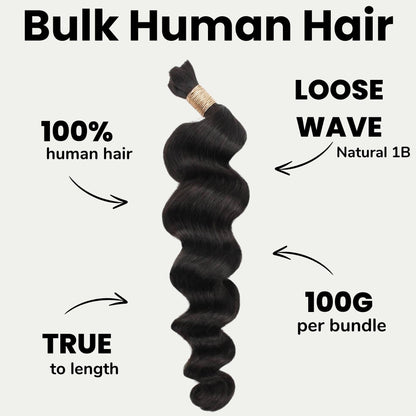 Natural 1B Loose Wave Bulk Braiding Hair