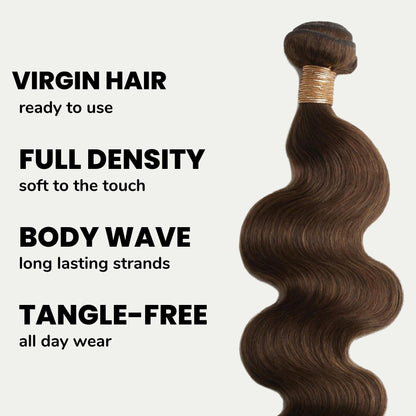 #4 Medium Brown Body Wave Hair Bundles