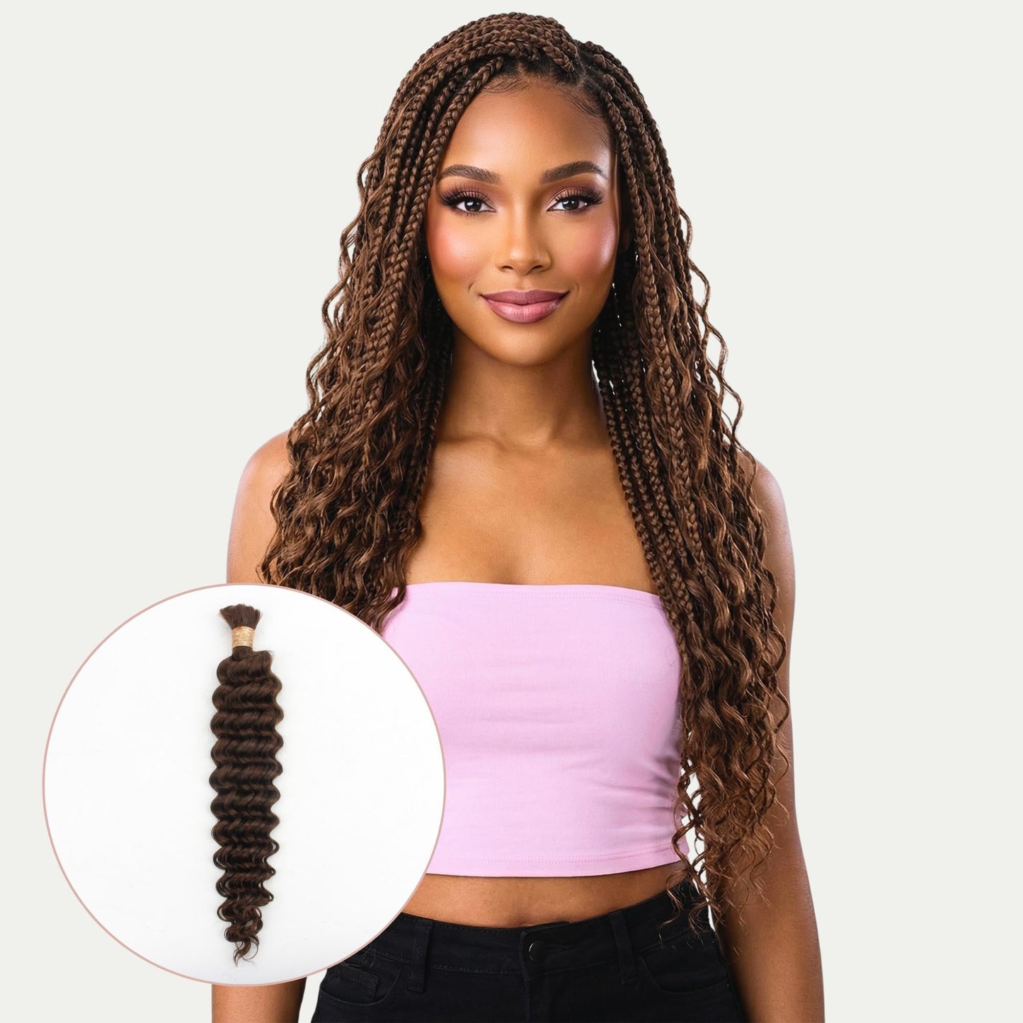 #4 Medium Brown Deep Wave Bulk Braiding Hair
