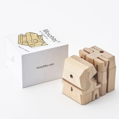 Morphits® Modern Wooden Hippo Decor – Interactive Puzzle & Art Piece