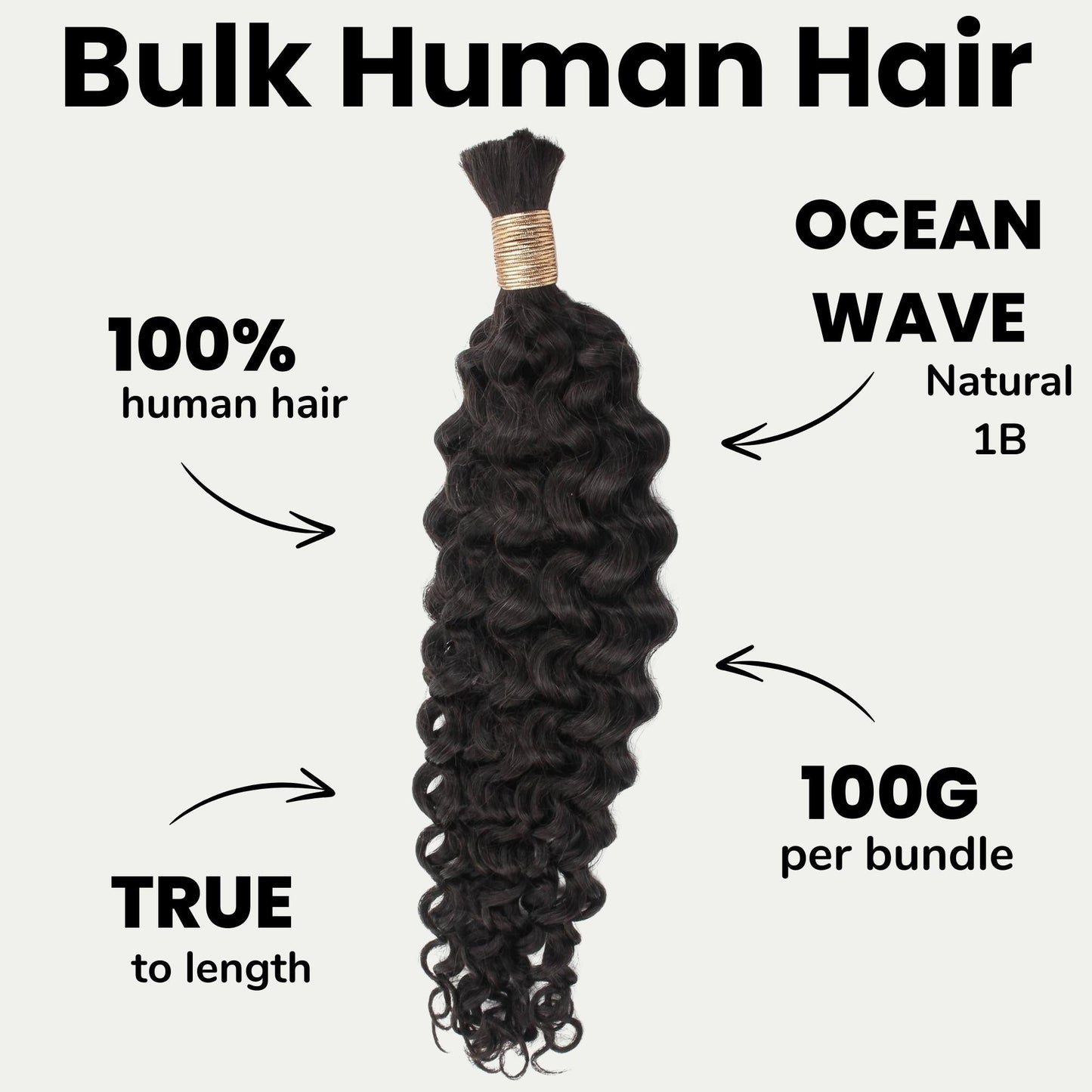 Natural 1B Ocean Wave Bulk Braiding Hair