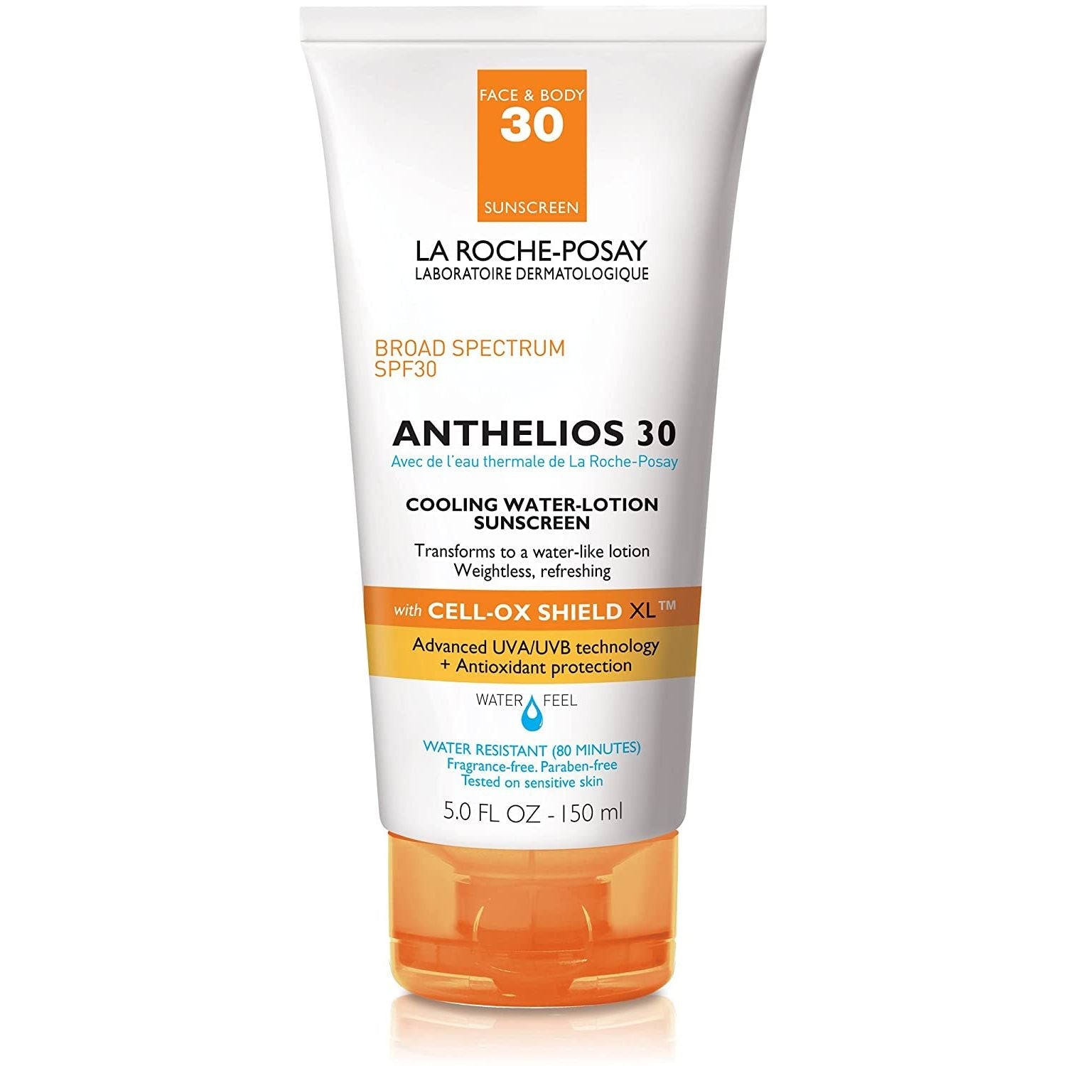 La Roche-Posay Anthelios 30 sunscreen tube on a white background