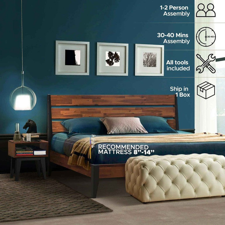 Emery Solid Wood Bed Frame & Nightstand Furniture Bundle