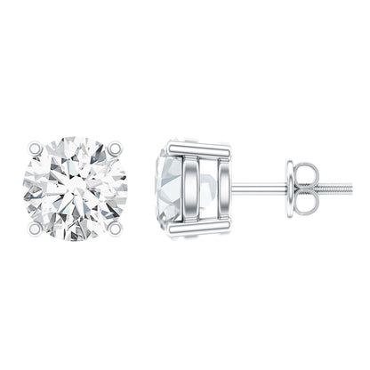 IGI Certified 2 Carat Round Lab Grown Diamond Stud Earrings with Screw Backs