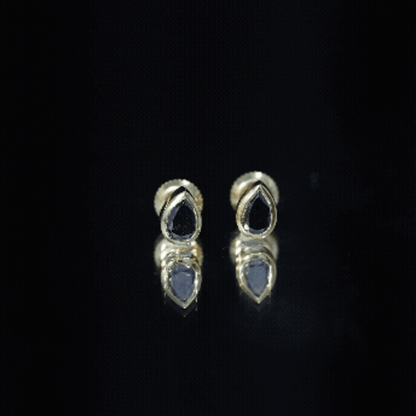 Natural 1.15 Carat Black Diamond Stud Earrings with Bezel Set
