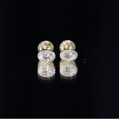 Peach Morganite and Diamond Halo Stud Earrings