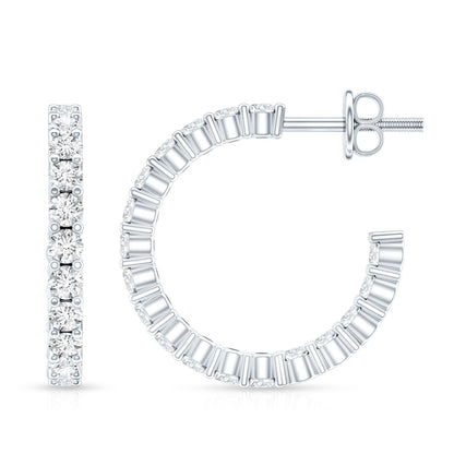 Lab Grown Diamond Hoop Earrings with Screw Back