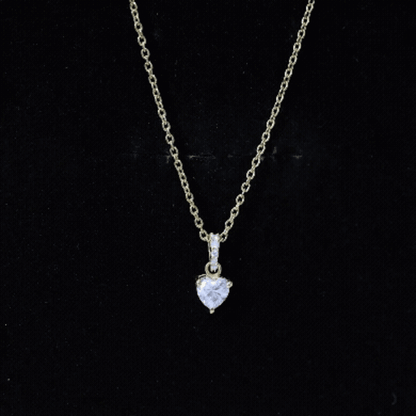 Yellow Gold Plated Silver 0.5 Carat Moissanite Heart Pendant with Chain