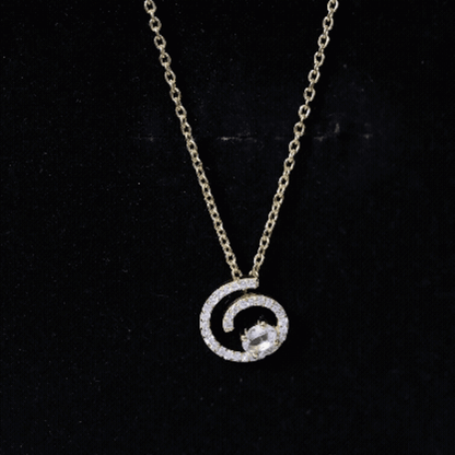 Yellow Gold Plated Silver Morganite Swirl Necklace with Lab Diamond