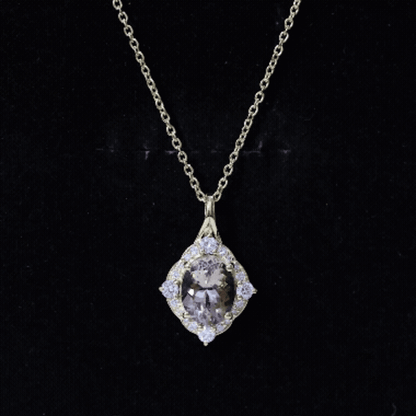 Vintage Inspired 2.5 Carat Morganite Bridal Necklace with Diamond Halo