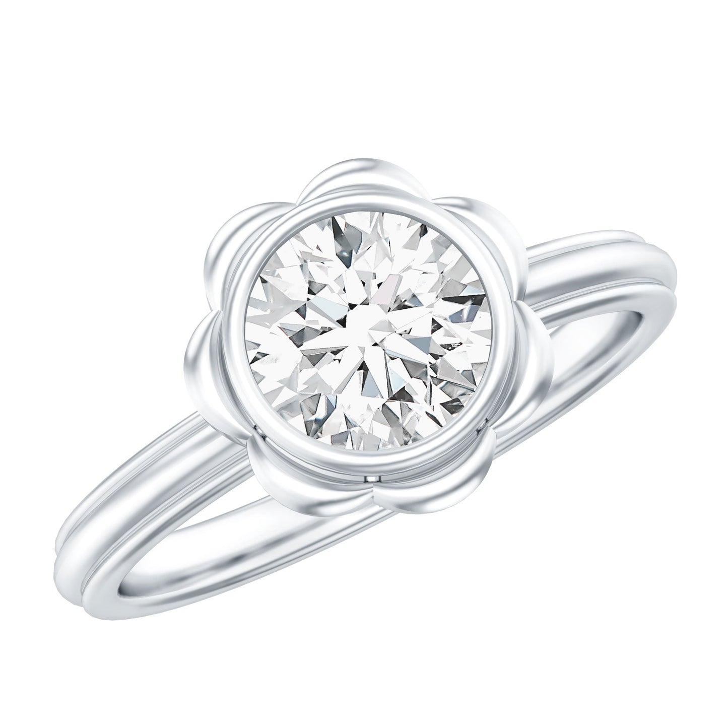 Engagement Ring with Bezel | 1.25 Carat Round Diamond, (EF-VS)