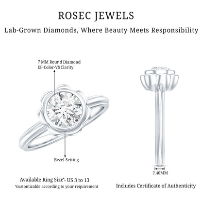 Engagement Ring with Bezel | 1.25 Carat Round Diamond, (EF-VS)