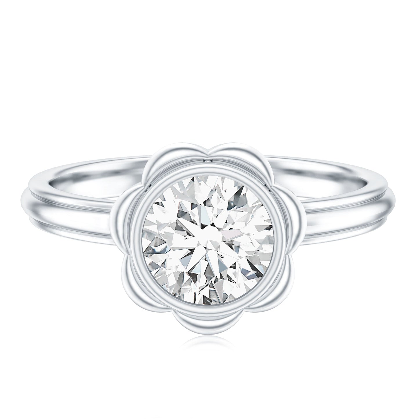Engagement Ring with Bezel | 1.25 Carat Round Diamond, (EF-VS)