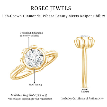 Engagement Ring with Bezel | 1.25 Carat Round Diamond, (EF-VS)