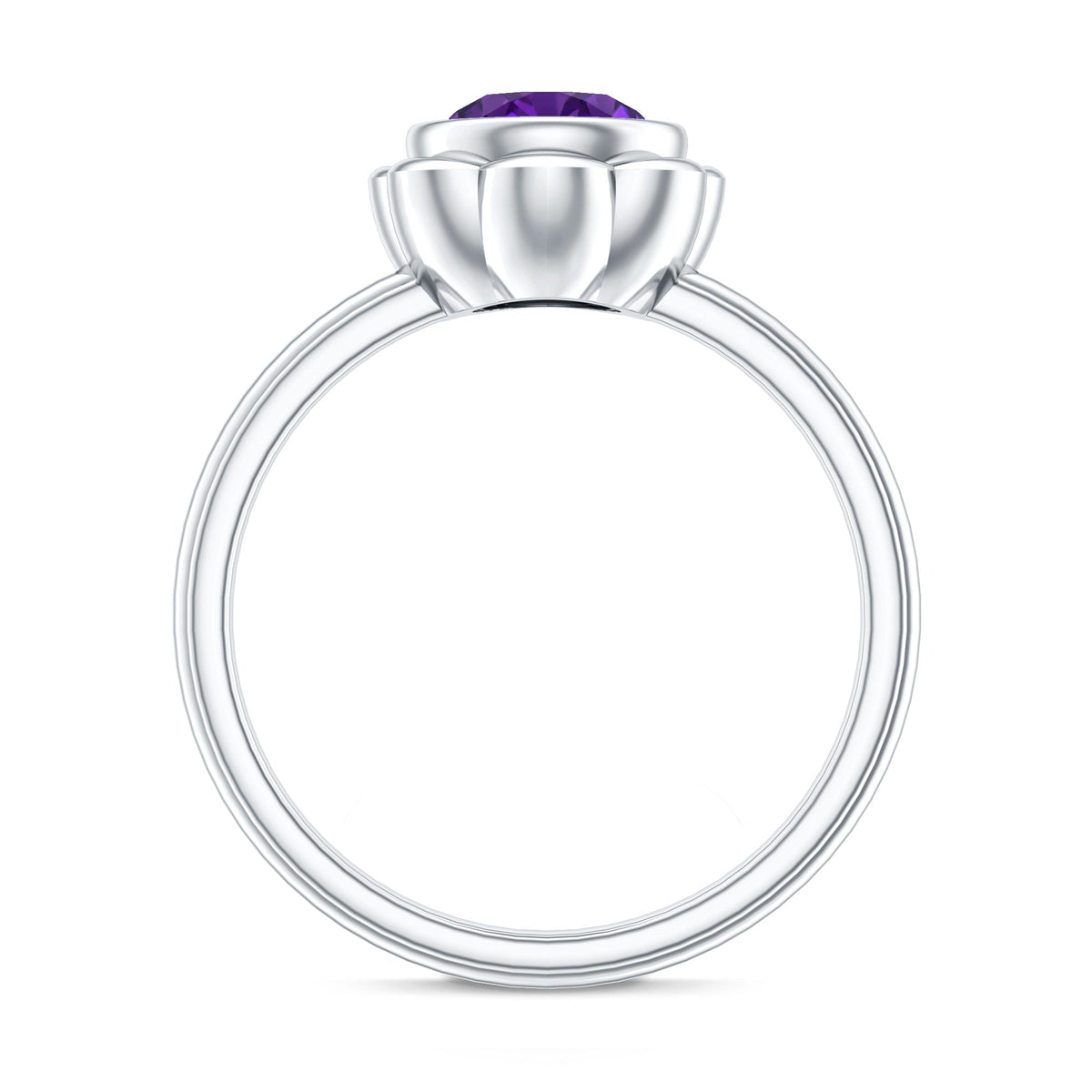 1 Carat Amethyst Engagement Ring in Bezel Setting