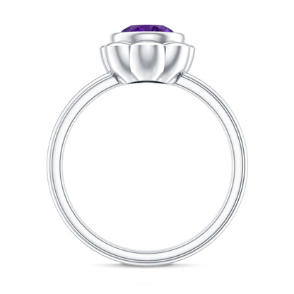 1 Carat Amethyst Engagement Ring in Bezel Setting