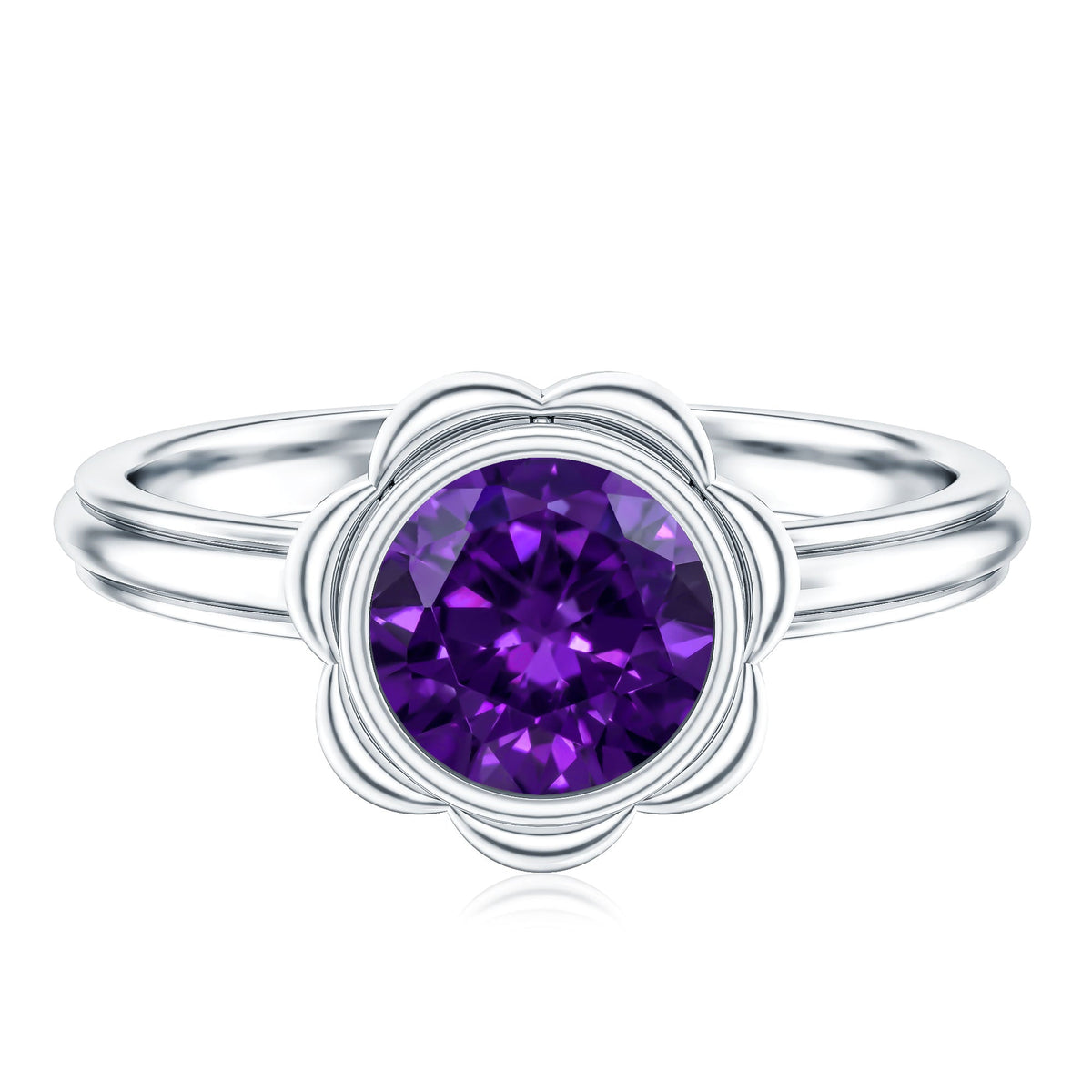 1 Carat Amethyst Engagement Ring in Bezel Setting