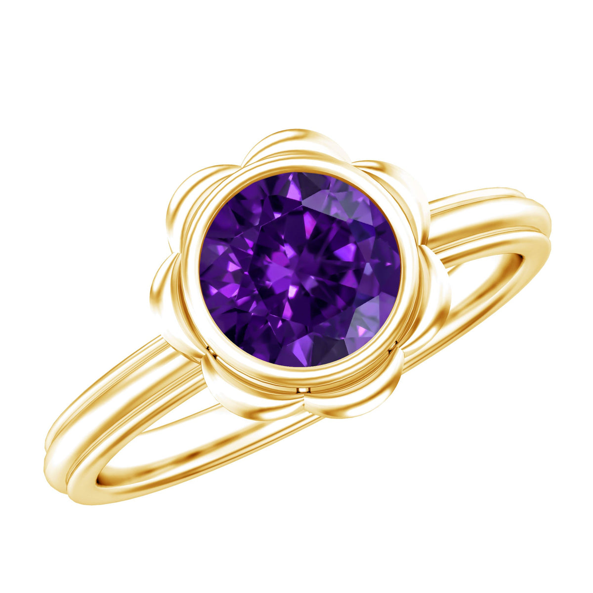 1 Carat Amethyst Engagement Ring in Bezel Setting