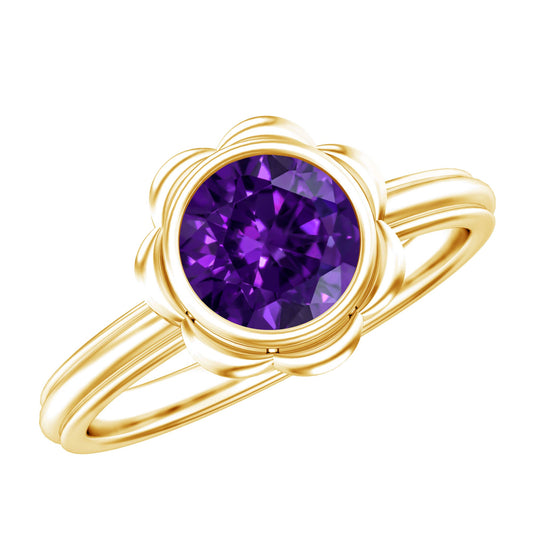 1 Carat Amethyst Engagement Ring in Bezel Setting