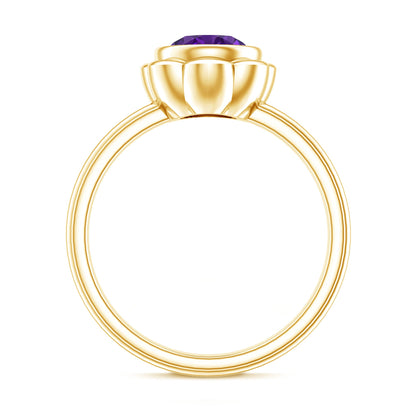 1 Carat Amethyst Engagement Ring in Bezel Setting