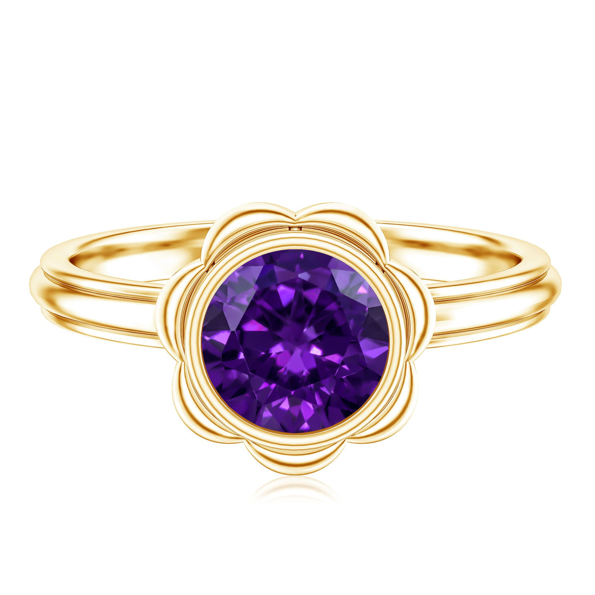 1 Carat Amethyst Engagement Ring in Bezel Setting