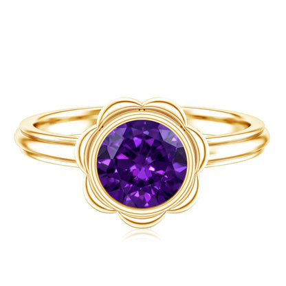 1 Carat Amethyst Engagement Ring in Bezel Setting