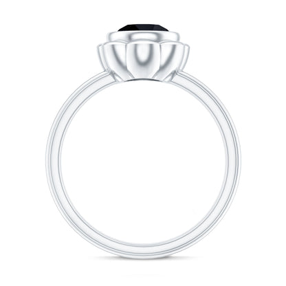 1.2 Carat Black Onyx Bezel Set Engagement Ring