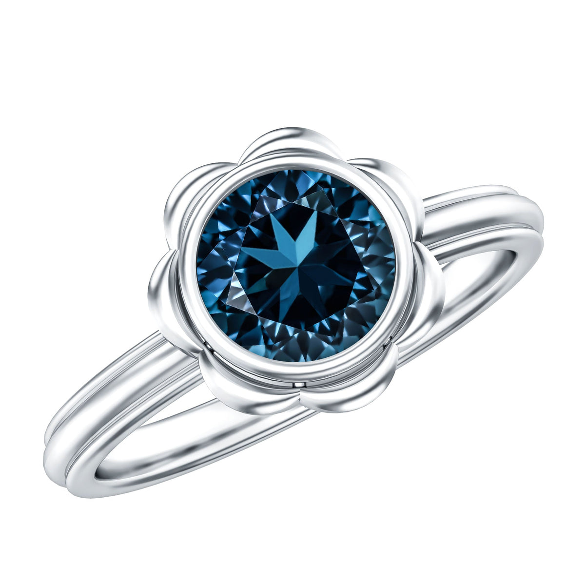 Genuine 1.35 Carat London Blue Topaz Solitaire Engagement Ring