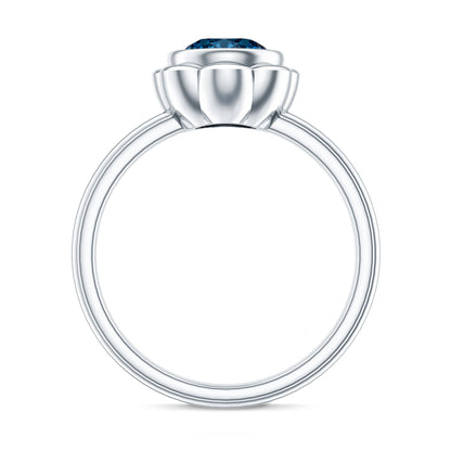 Genuine 1.35 Carat London Blue Topaz Solitaire Engagement Ring
