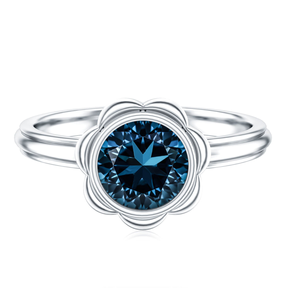 Genuine 1.35 Carat London Blue Topaz Solitaire Engagement Ring