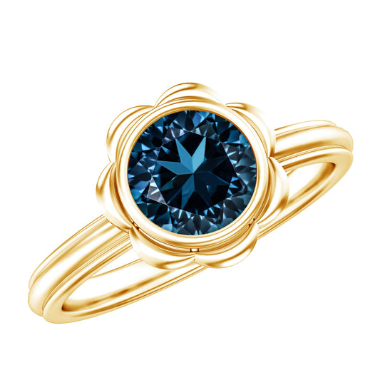 Genuine 1.35 Carat London Blue Topaz Solitaire Engagement Ring