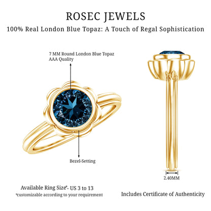 Genuine 1.35 Carat London Blue Topaz Solitaire Engagement Ring