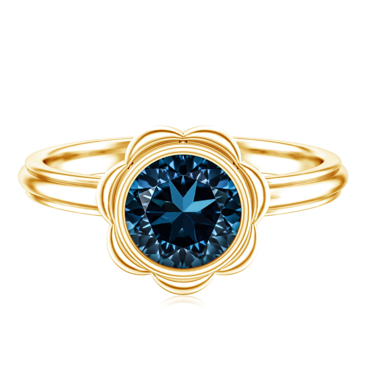 Genuine 1.35 Carat London Blue Topaz Solitaire Engagement Ring