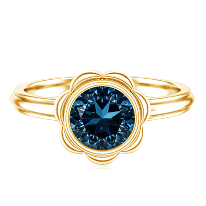 Genuine 1.35 Carat London Blue Topaz Solitaire Engagement Ring