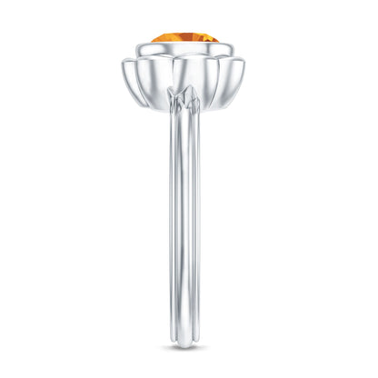 1 Carat Citrine Solitaire Engagement Ring in Bezel Setting