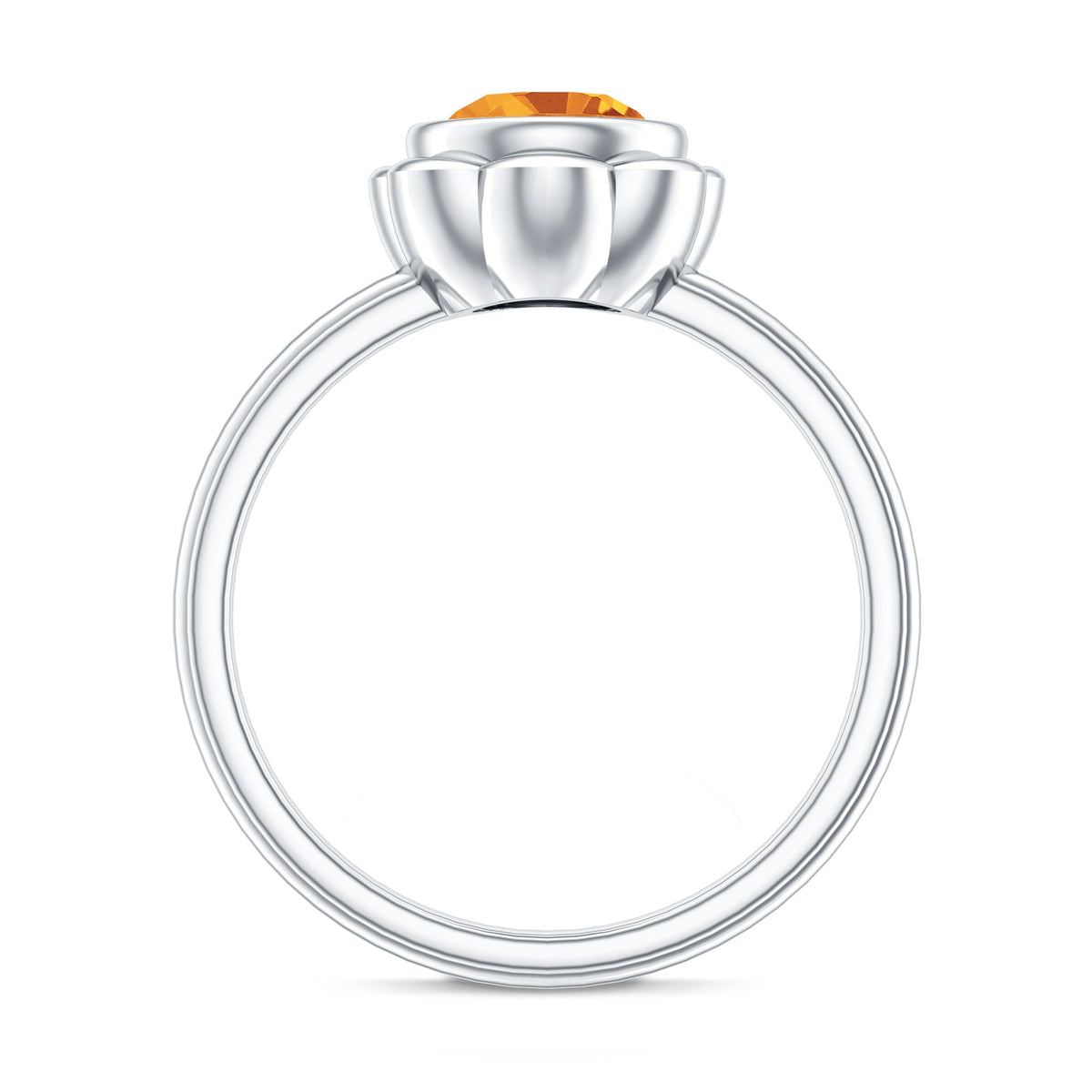 1 Carat Citrine Solitaire Engagement Ring in Bezel Setting