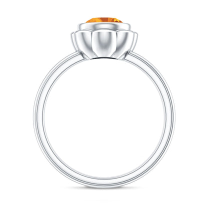 1 Carat Citrine Solitaire Engagement Ring in Bezel Setting