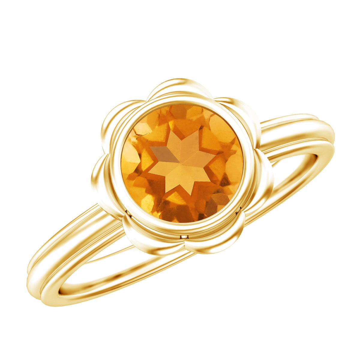 1 Carat Citrine Solitaire Engagement Ring in Bezel Setting